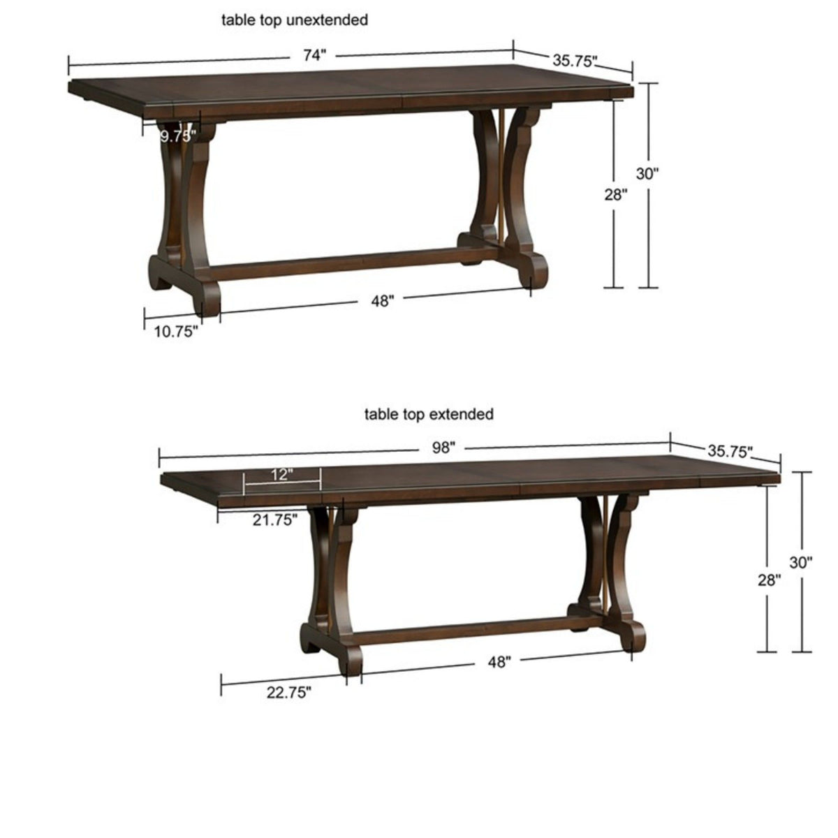 Rectangle Extension Dining Table - Brown