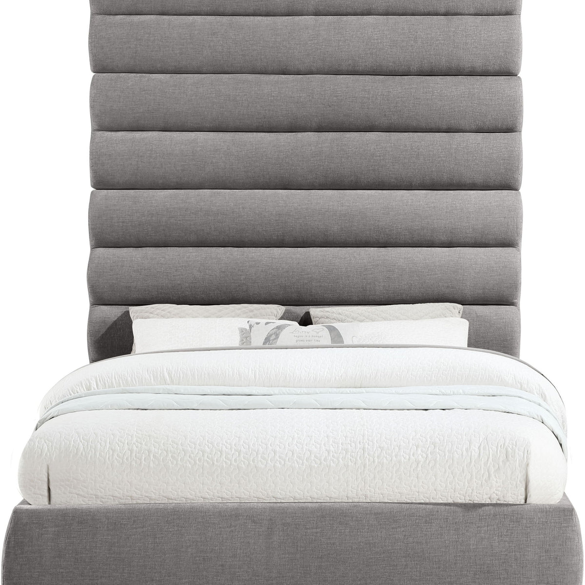 Adam - Chenille Fabric Bed With 89" Headboard