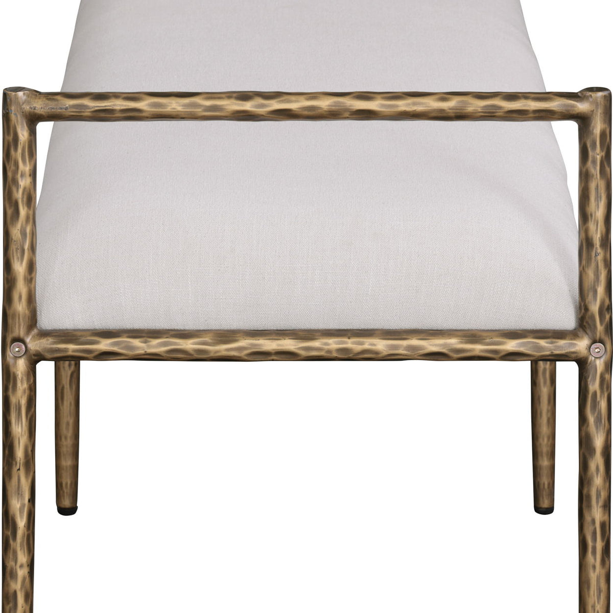 Axis - Linen Textured  Beige Fabric Upholstered Bench
