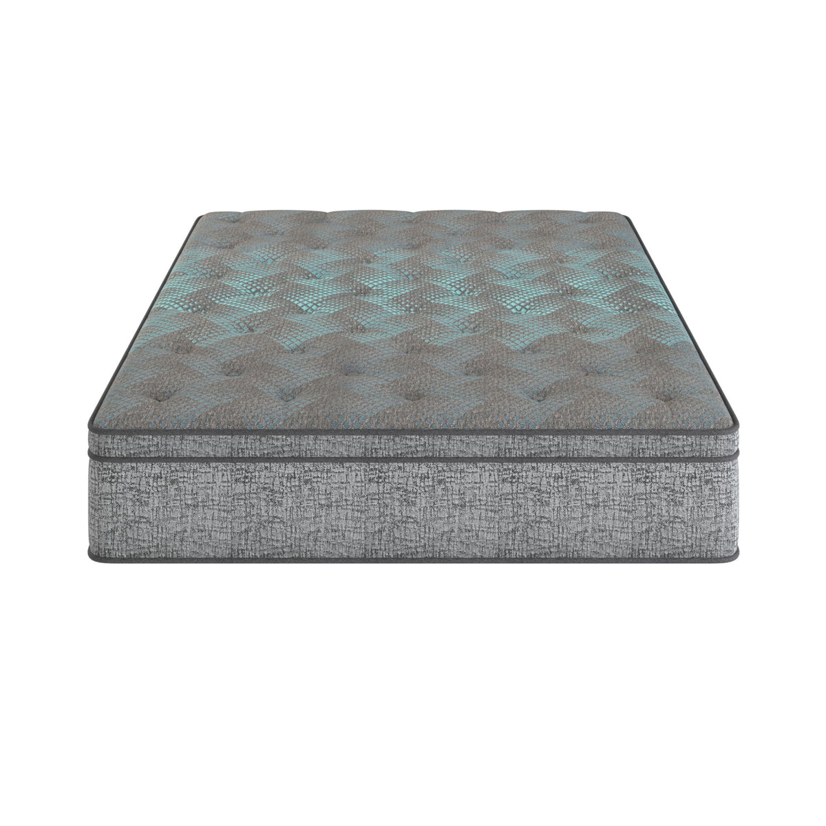 Dark gray hybrid mattress top with plush quilted Euro top surface