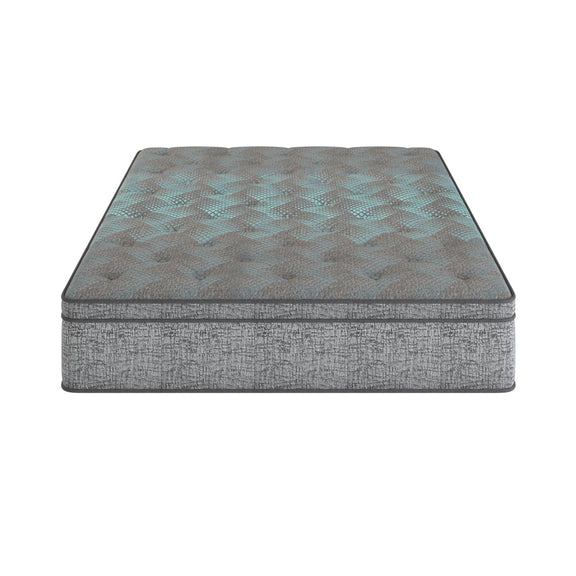 Dark gray hybrid mattress top with plush quilted Euro top surface