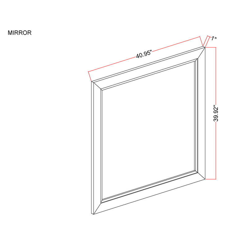 Mirror dimension diagram with 40.95 in width and 39.99 in height