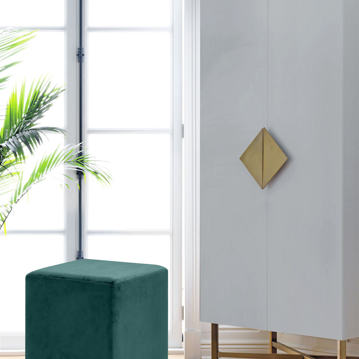 Jax - Stool Ottoman with Gold Base