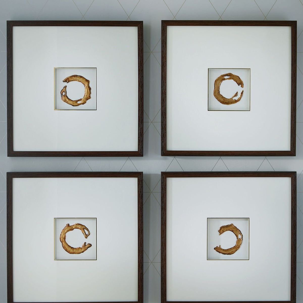 Dallbourne - Wall Art Set (Set of 4) - White / Gold Finish