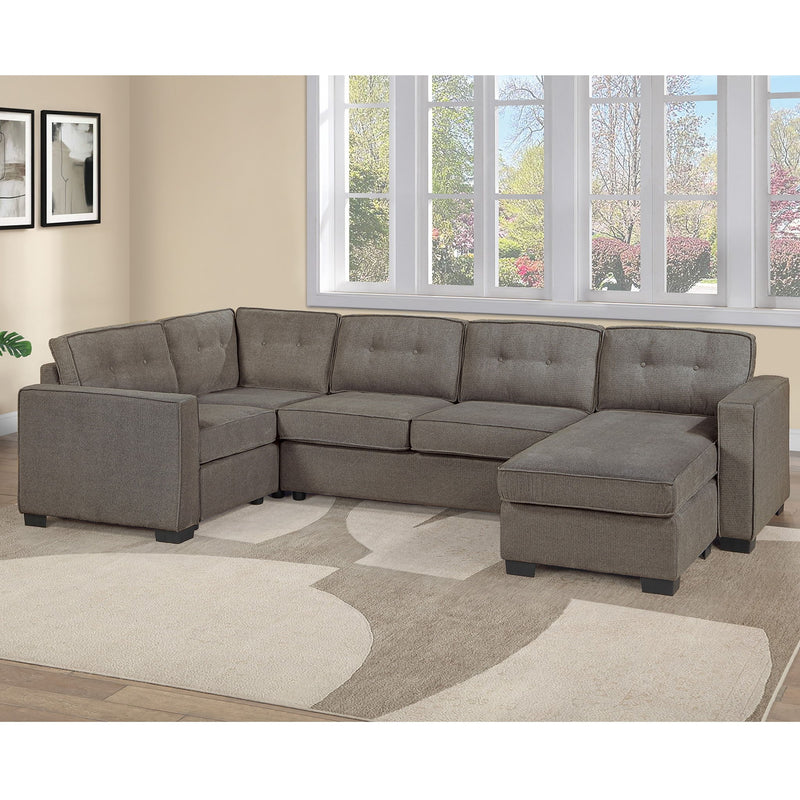 Reversible Chaise U - Sectional Couch, Living Room 3 Piece Set