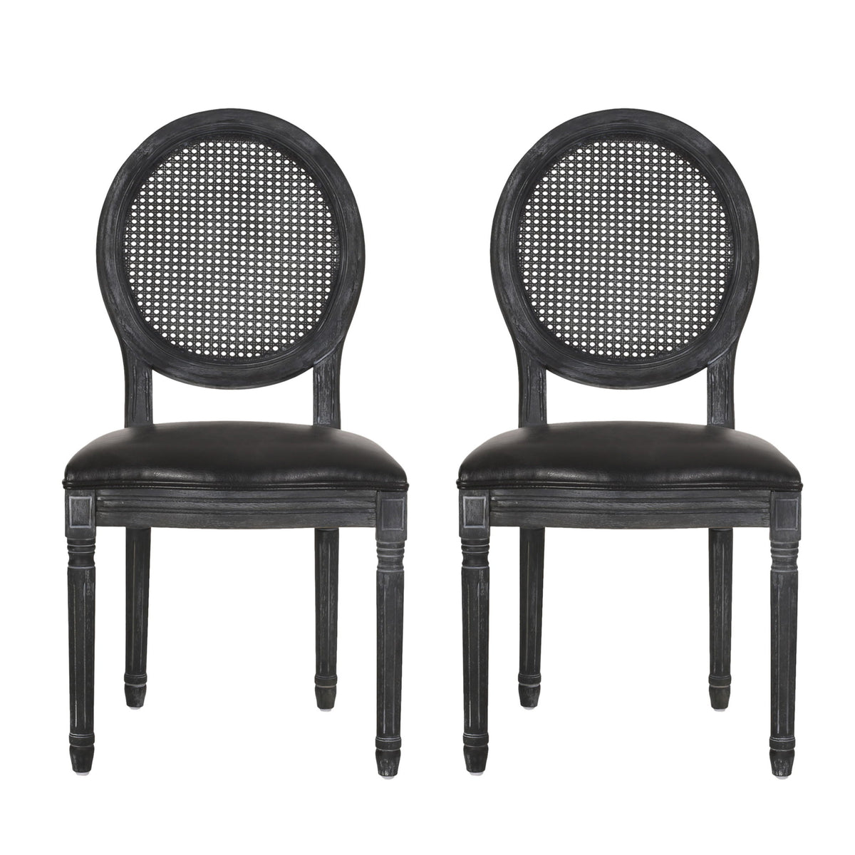 French Country Dining Chair With Cane Backrest (Set of 2)