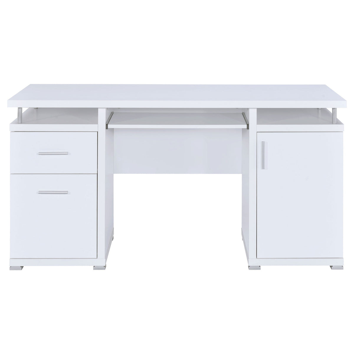Modern Office Computer Desk With 2 Drawers, Adjustable Shelf, Slide Out Keyboard Tray