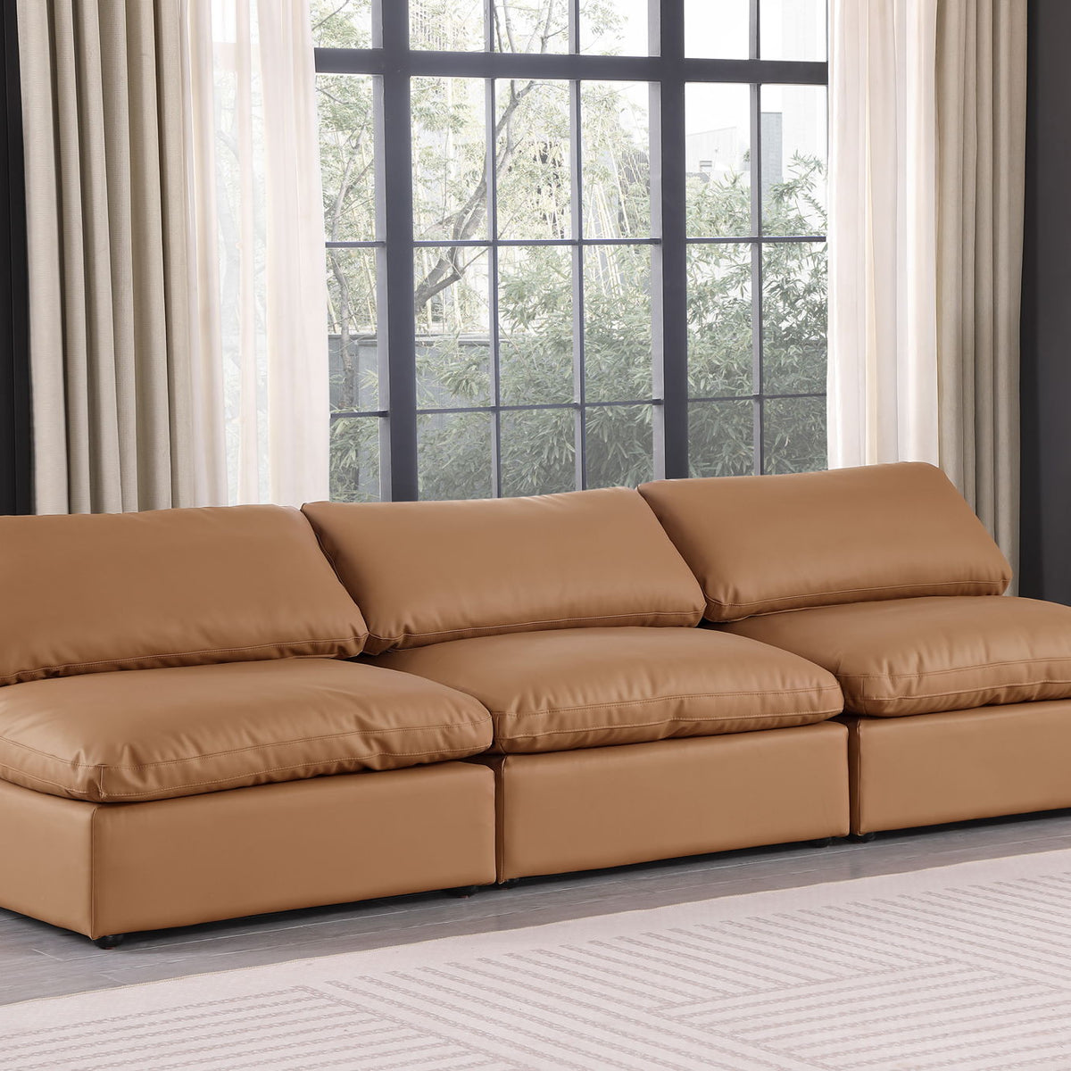 Comfy - Faux Leather Modular Armless Sofa 3 Seats