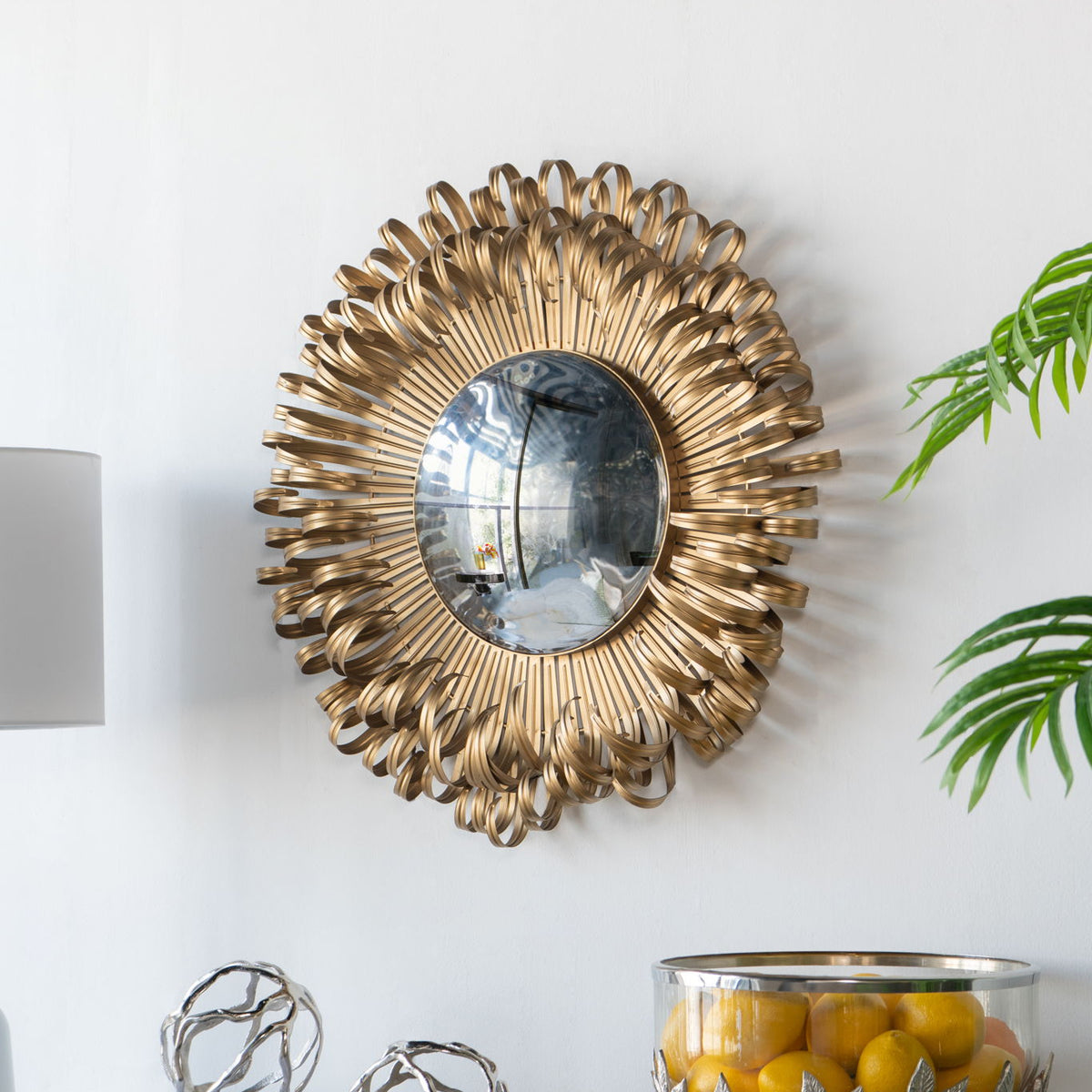 Sunburst Design Wall Mirror Decorative en For Entryway, Modern Living Room - Gold