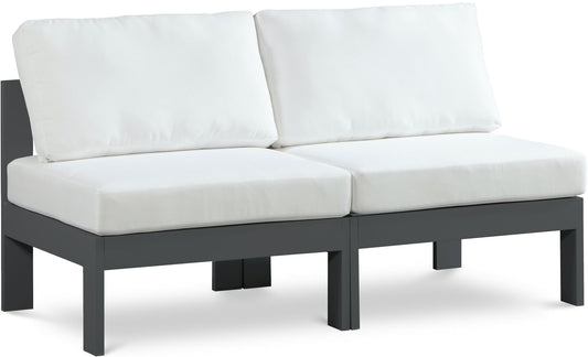 Nizuc - Outdoor Patio 2 Seat Armless Modular Sofa With Gray Frame
