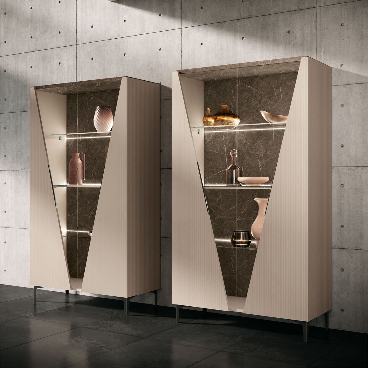 Fidia - 2 Door Vitrine - Beige