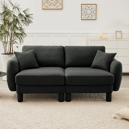 2-Seater Boucle Loveseat - Dark Gray Boucle