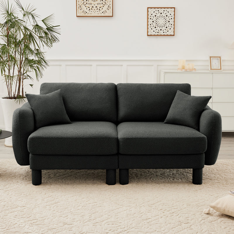 2-Seater Boucle Loveseat - Dark Gray Boucle