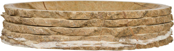Stacked brown marble bowls with thin rims and visible stone striations