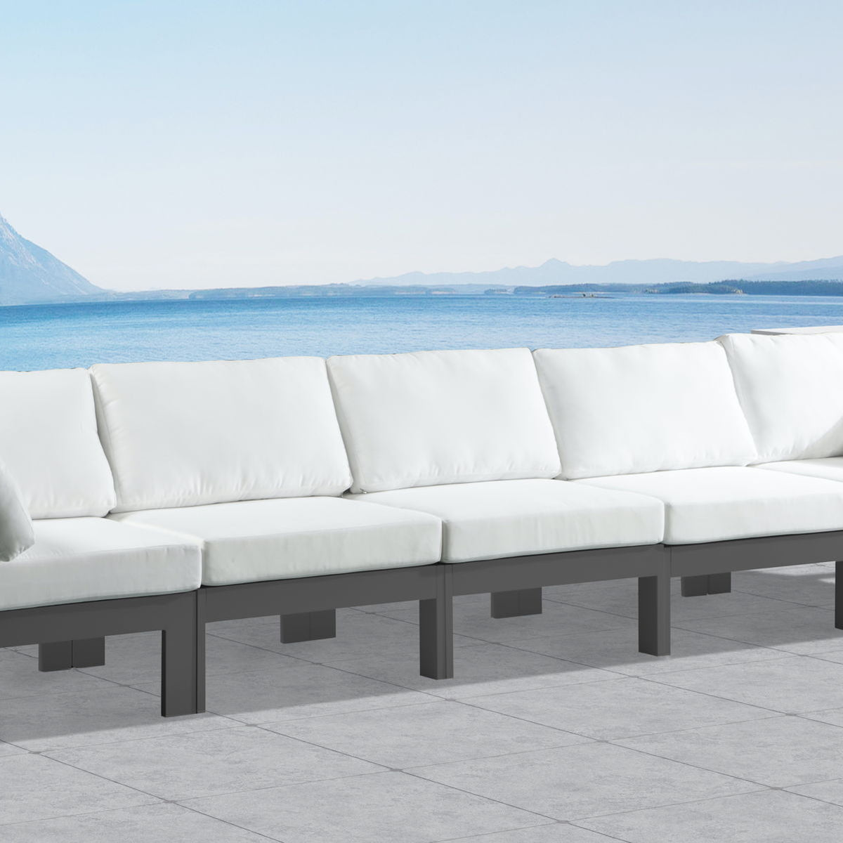 Nizuc - Outdoor Patio 5 Seat Modular Sofa With Gray Frame