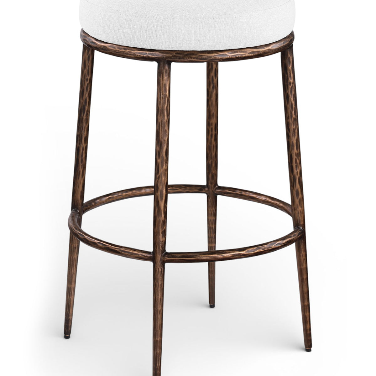 Ferro - Performance Fabric Upholstered Backless Bar Stool - Antique Bronze