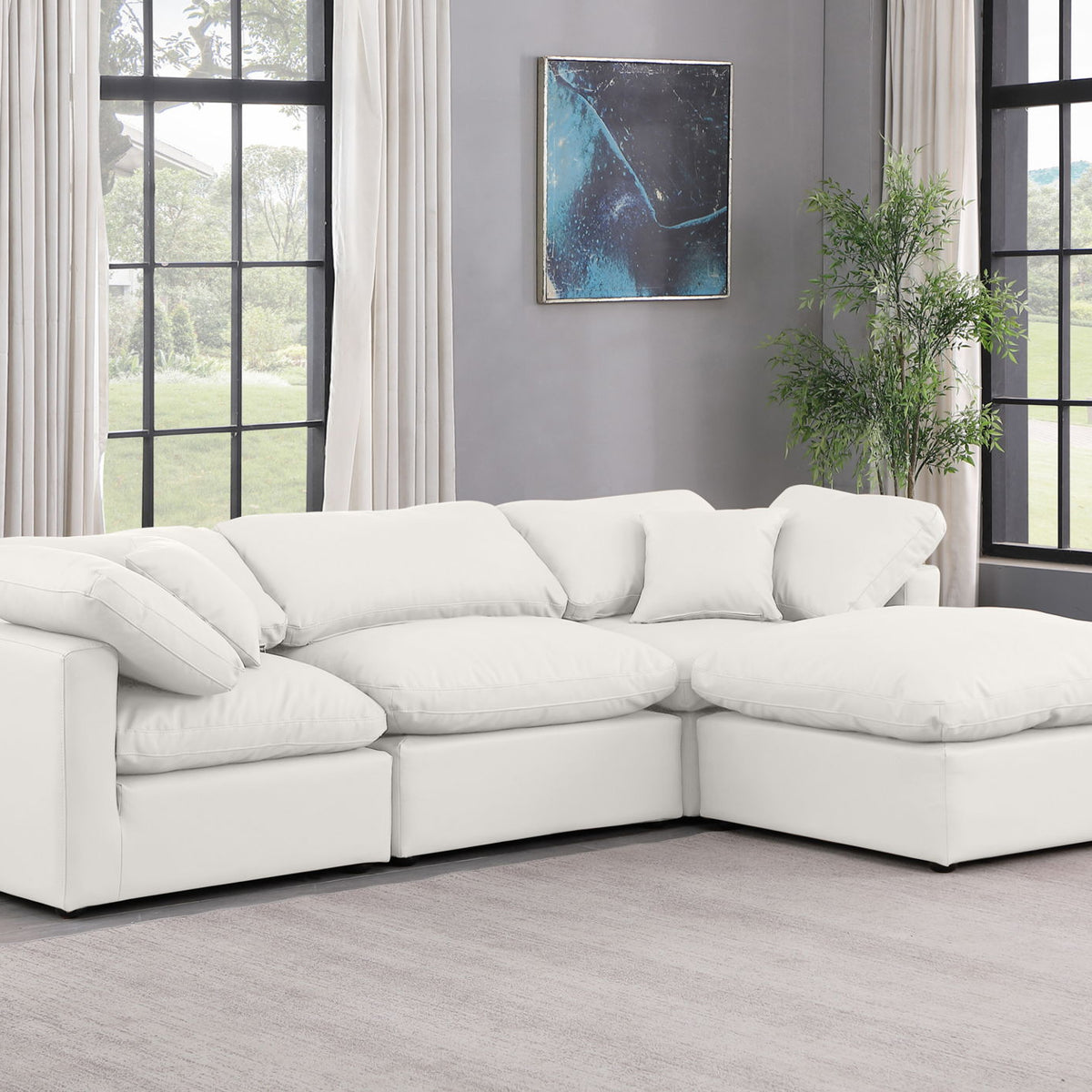 Indulge - Faux Leather 4 Piece Modular Sectional With Chaise