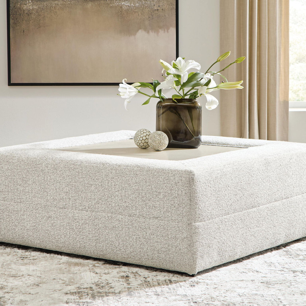 Ashbourne Estate - Oversized Accent Ottoman - Snowstone
