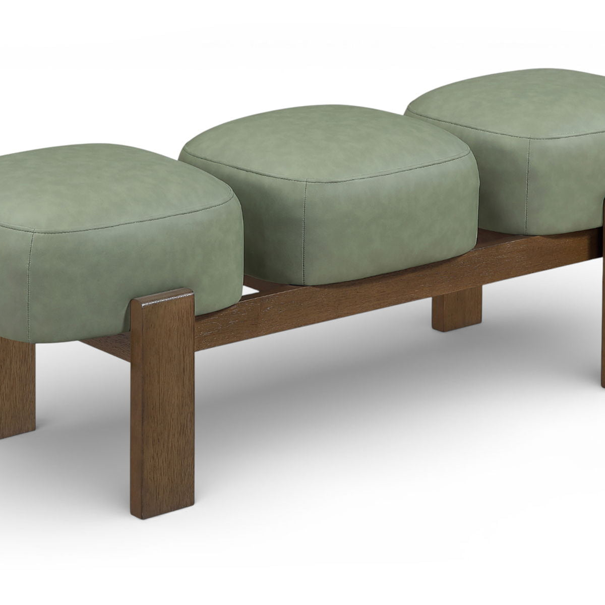 Woodcrest - Vegan Leather Upholstered Bench - Painted Brown Walnut Base