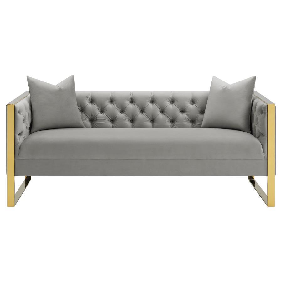 Eastbrook - Velvet Upholstered Tufted Sofa - Gray