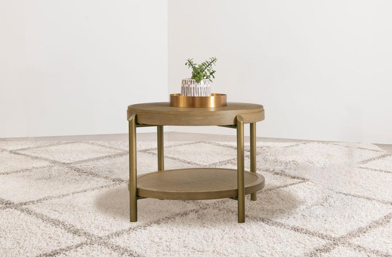 Arini - Round End Side Table With Storage Shelf