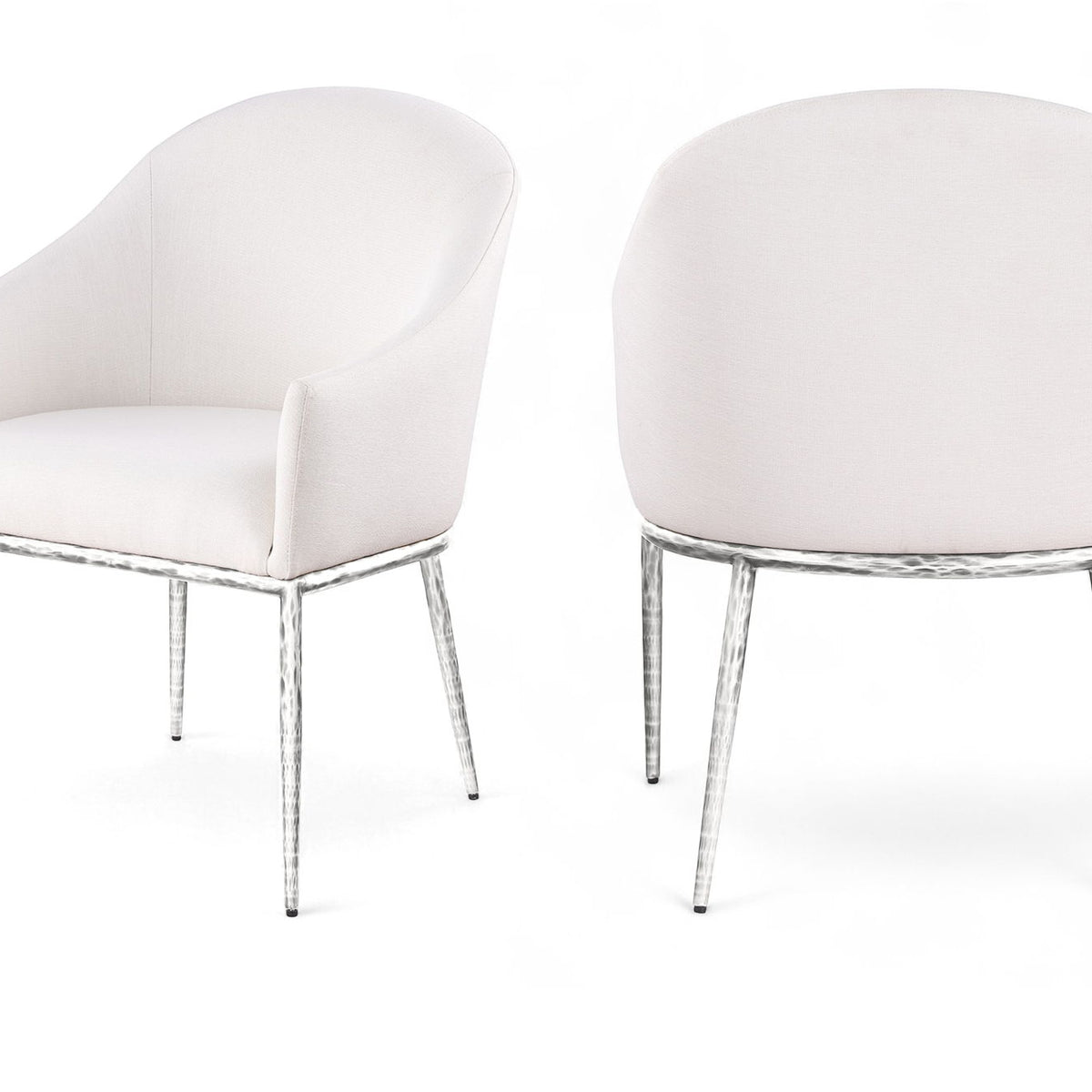 Ferro - Upholstered Dining Arm Chair With Brushed Silver Legs