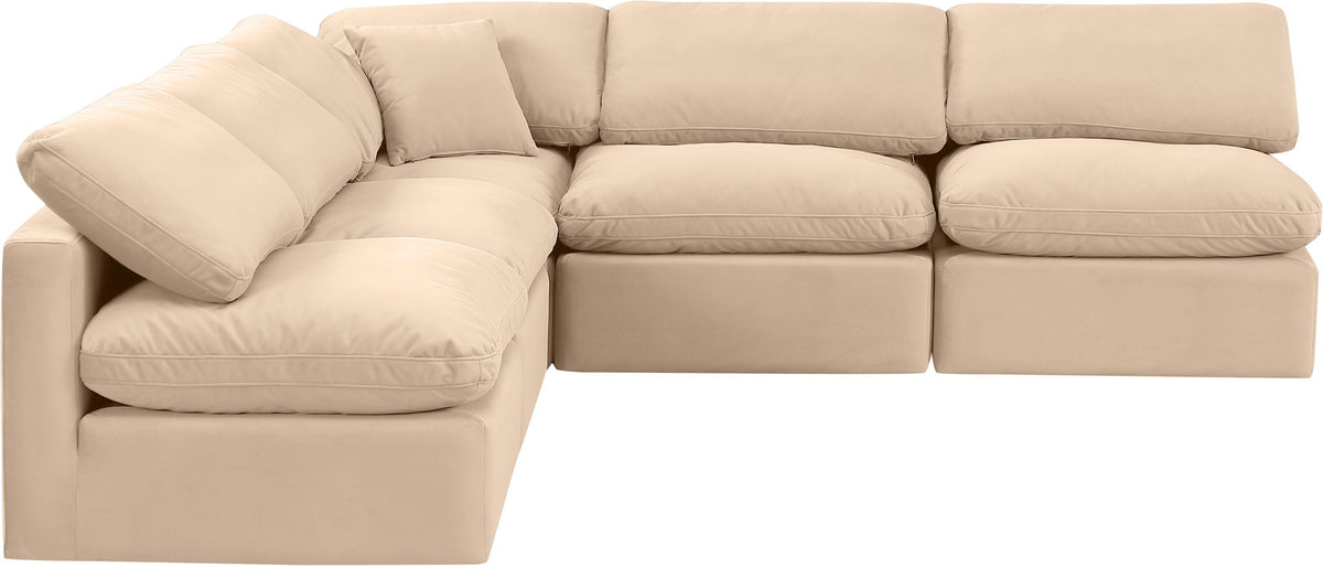 Indulge - Velvet 5 Piece Modular Corner Armless Sectional