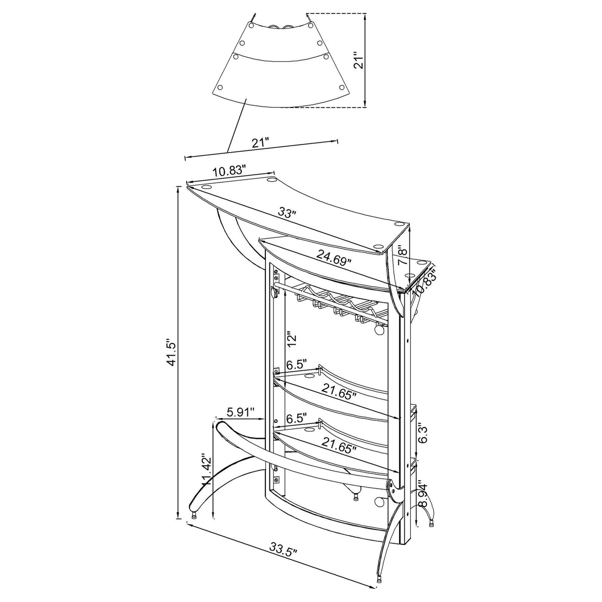 Elaina - 2 Shelf Home Bar