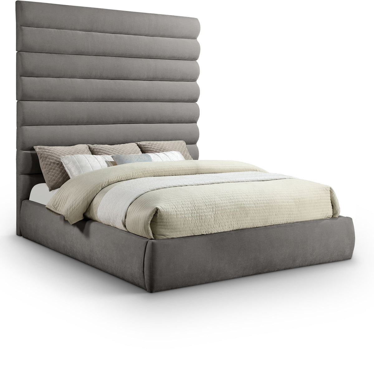 Adam - Chenille Fabric Bed With 89" Headboard