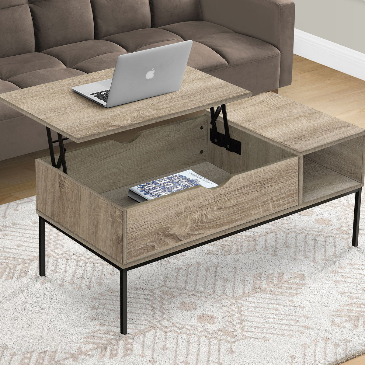 Table, Rectangular, Cocktail, Functional Lift-Top, Contemporary & Modern