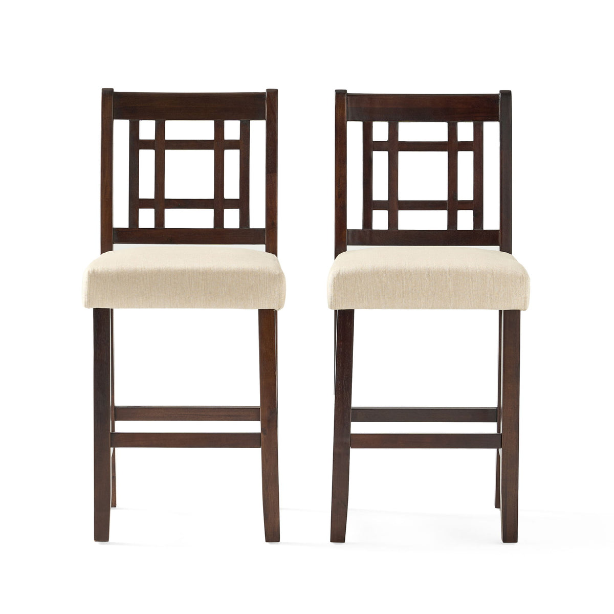 Upholstered Dining Chairs, Modern Dining Room Chairs For Dining Room Kitchen With Acacia Wood Legs (Set of 2) - Mahogany / Beige