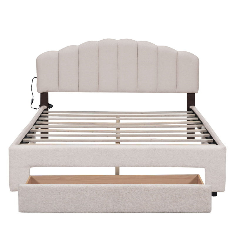Upholstered Platform Bed With Drawer