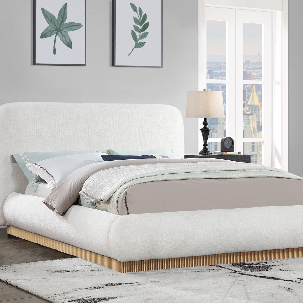 Rigby - Linen Bed With Natural Base