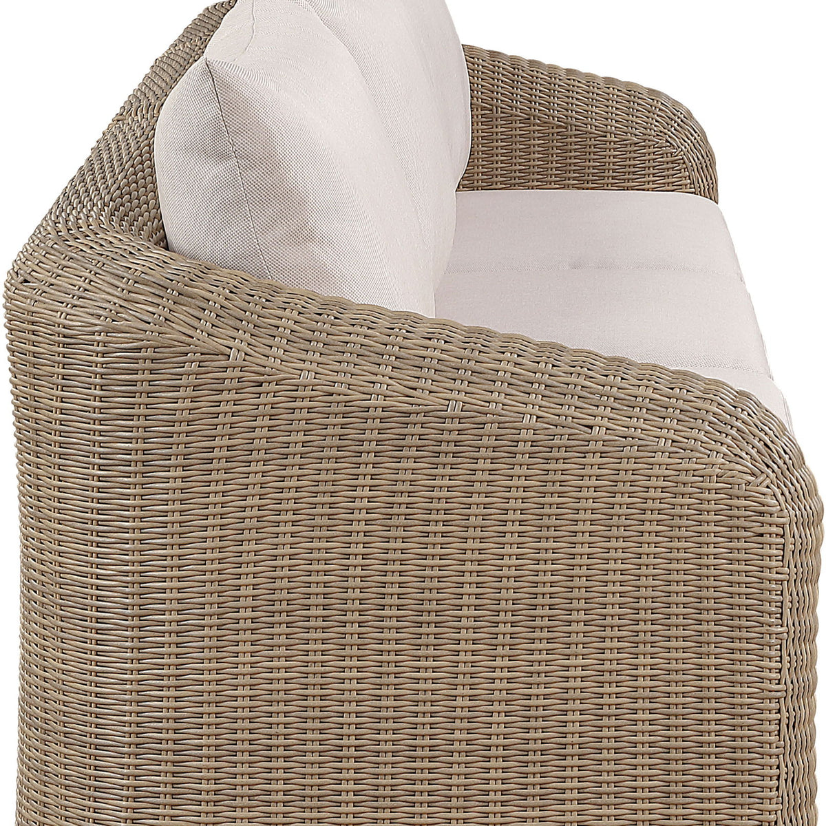 Seacrest - Olefin Water Resistant Fabric And Wicker 3 Piece Outdoor Patio Modular Sofa