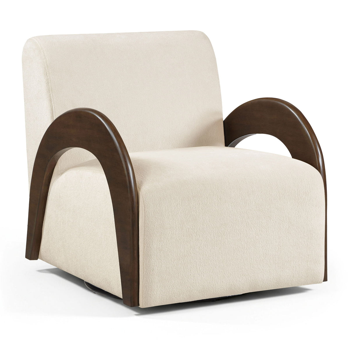 Neria - Chenille Fabric Upholstered Swivel Accent Chair - Painted Brown Base