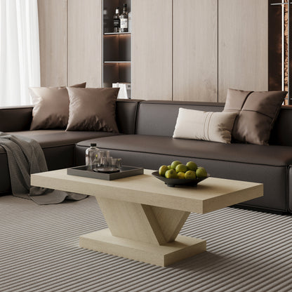 Coffee Table Wood Veneer X-Leg Base Oak 47-inch