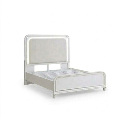 Bed With LED Lights Panel Headboard And Footboard Frame