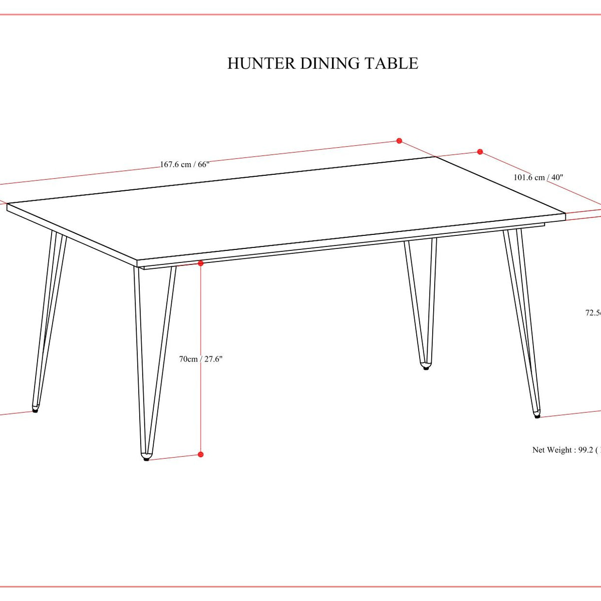 Hunter - Square Tabletop Dining Table