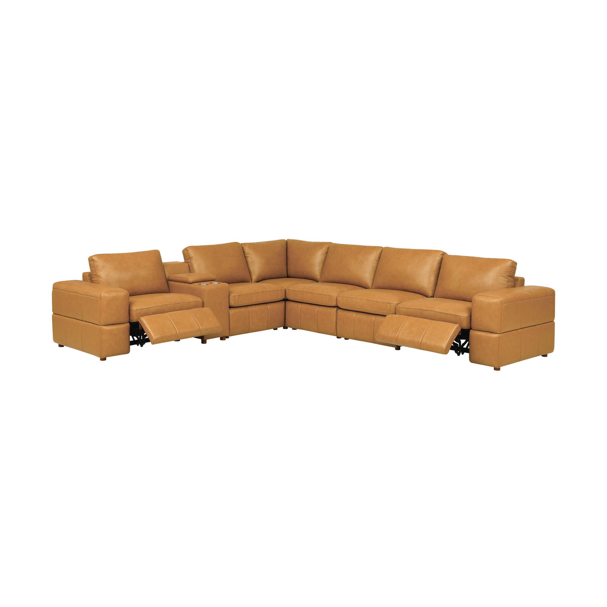 Upholstered Large Arms Sectional With Recliner Seats