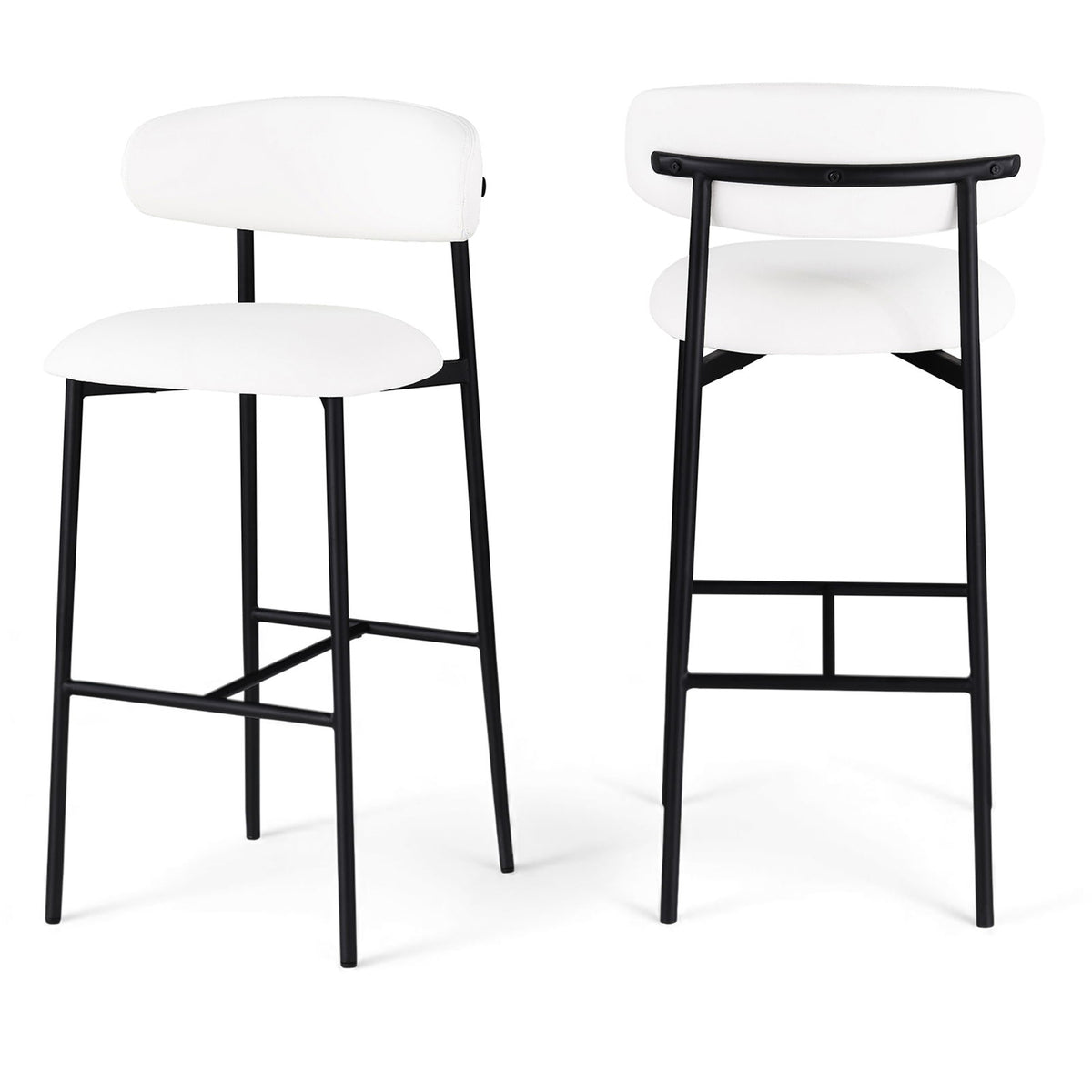 Lupita - Vegan Leather Upholstered Bar Stool With Matte Black Frame (Set of 2)