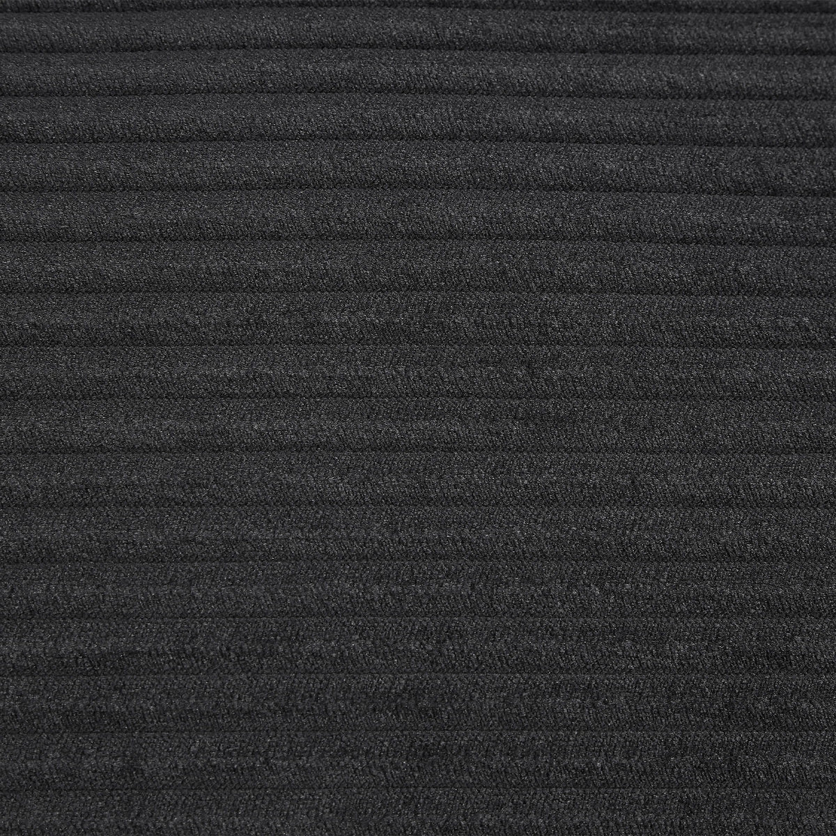 Dark charcoal textured fabric upholstery close-up with fine horizontal weave
