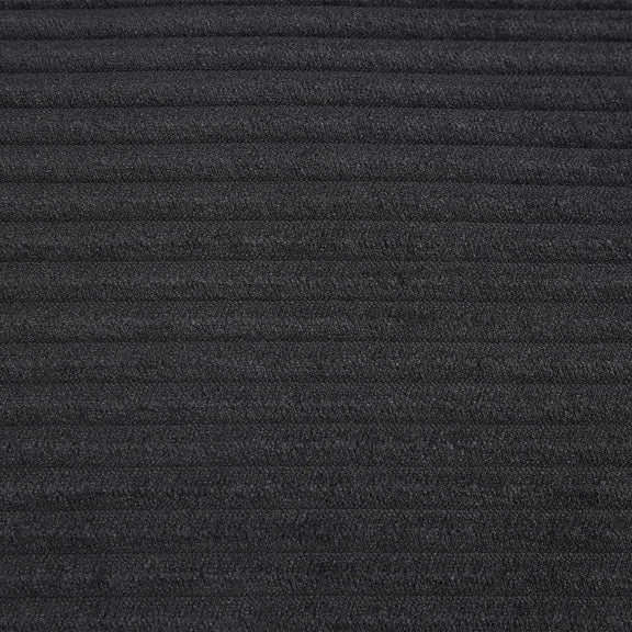 Dark charcoal textured fabric upholstery close-up with fine horizontal weave