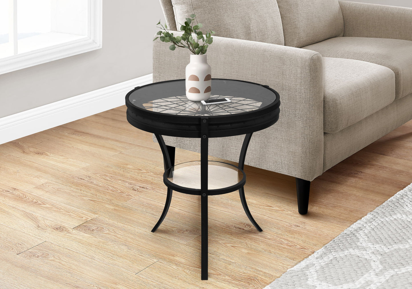 Round Accent Table, Transitional - Black