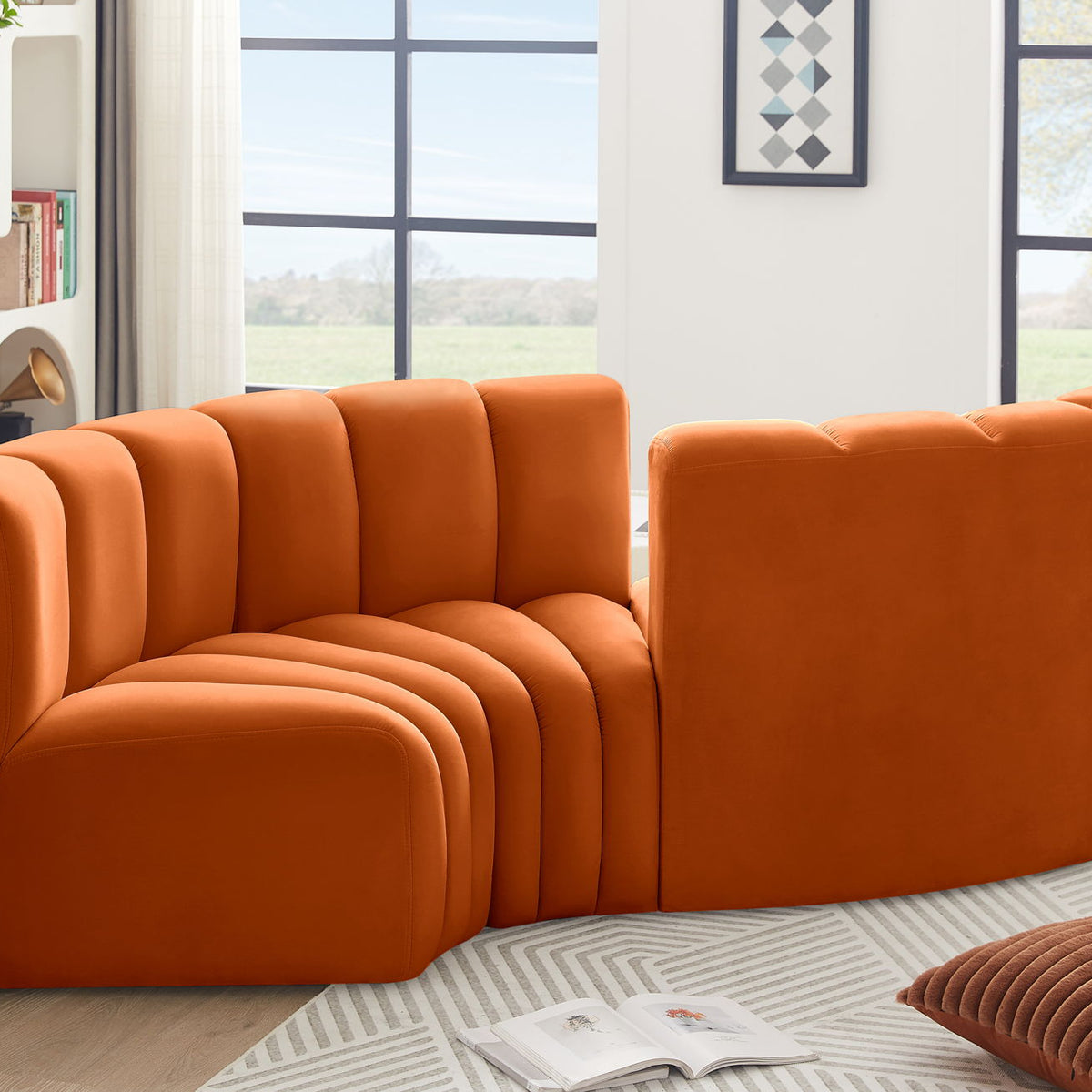 Arc - Velvet 4 Piece Curved Modular Sofa