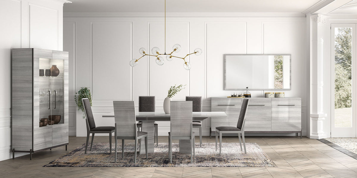 Mia - Dining Table - White / Gray / Silver