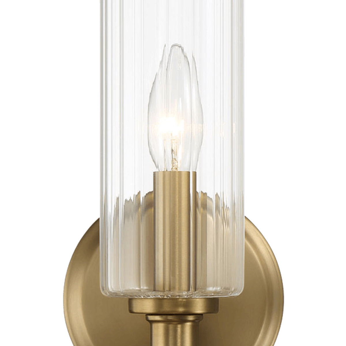 Jardin - Single Light Wall Sconce With Clear Ribbed Satin - Clear / Gold