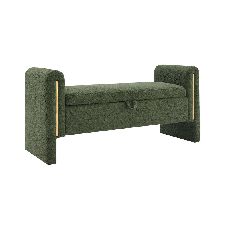 Modern Teddy Upholstered Large Bed End Bench With Arms And Storage