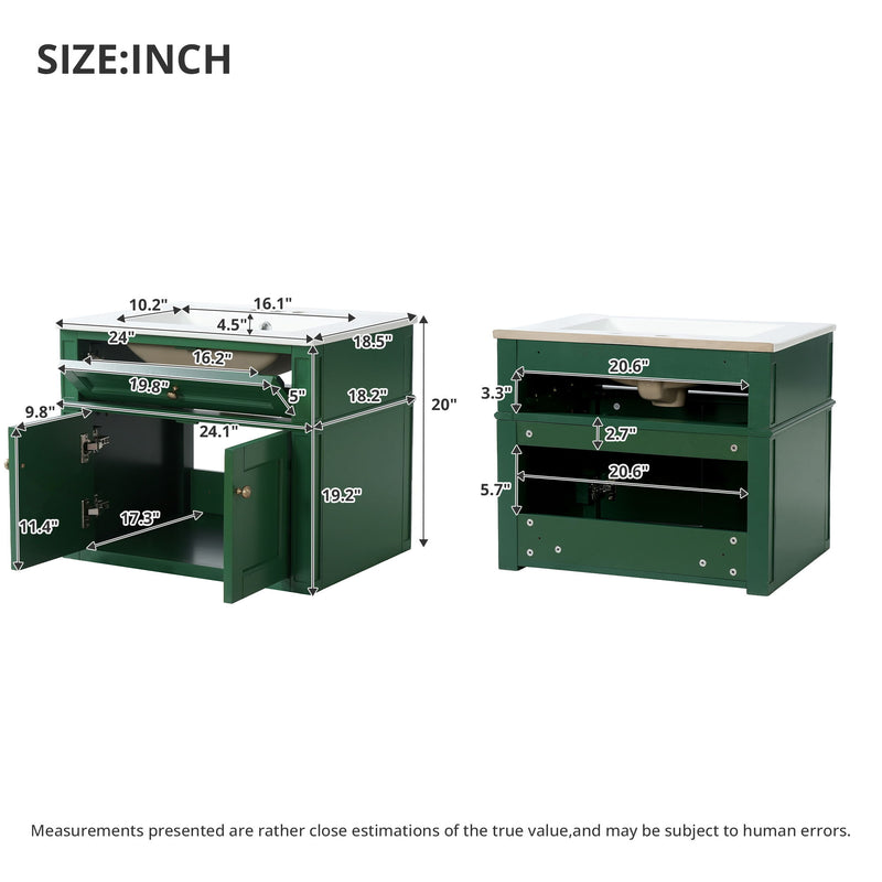 Wall Mounted Bathroom Vanity With Tip Out Drawer And Open Back Design