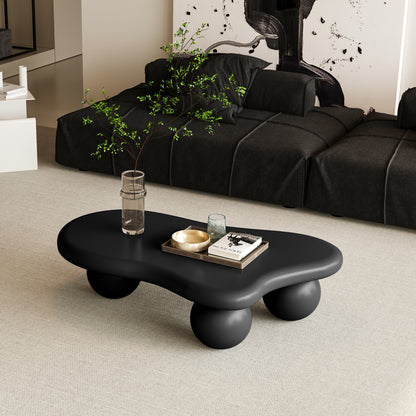 Cloud-Shaped Coffee Table Sphere Legs Cylindrical Base Black 40-inch