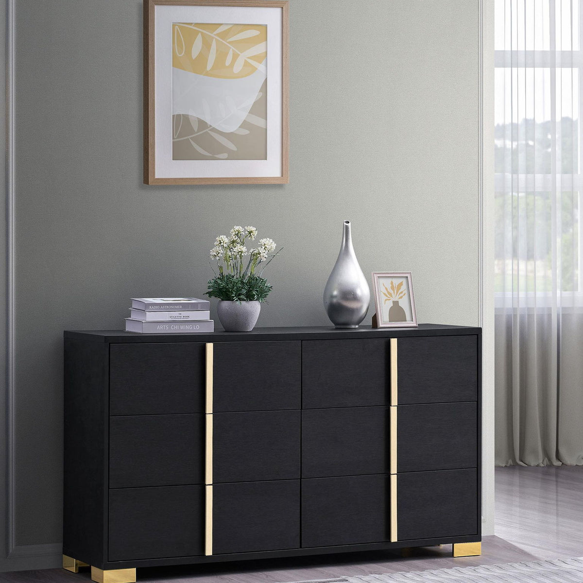 Marceline 6-drawer Dresser Black